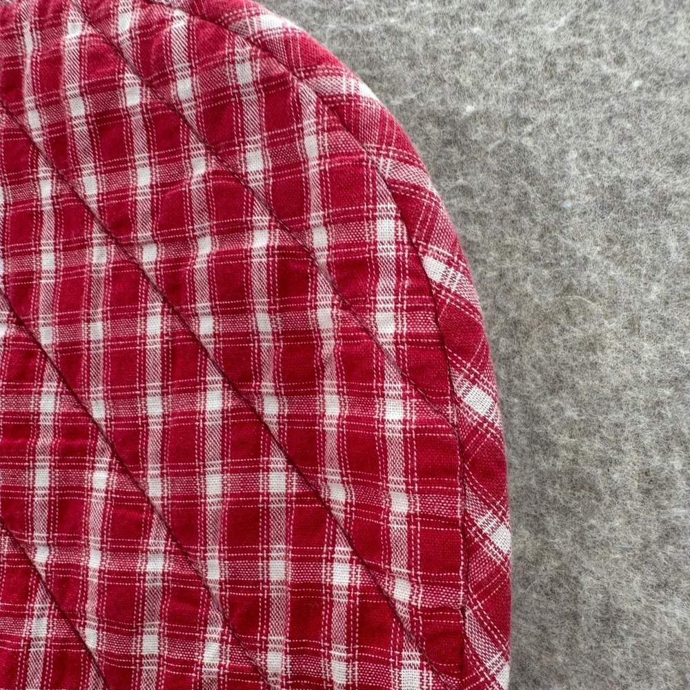 VTG Set of 6 Apple / Heart Placemats Red White Gingham Quilted Farmhouse Decor